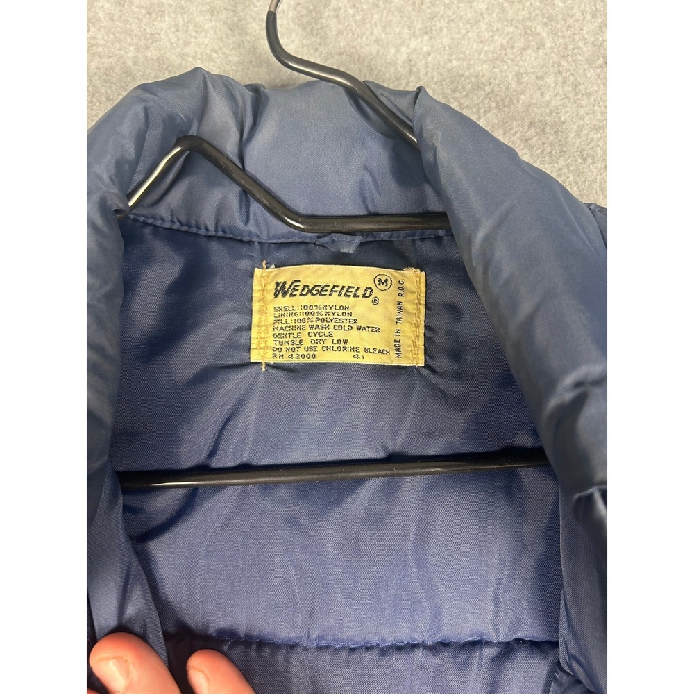 Wedgefield Puffer Vest Solid Navy Blue Medium Vintage 70s 80s Outdoor - Picture 2 of 6
